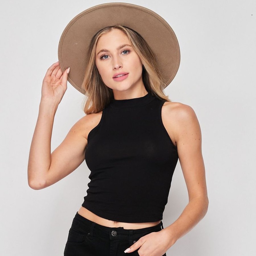 Blank Lewks Camilla Mock Neck Sleeve Knit Crop Top